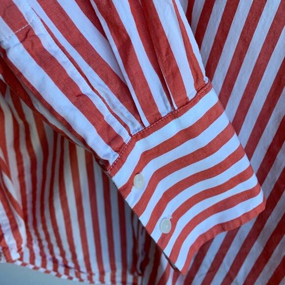 Zara Woman Orange Stripe Top Off Shoulder Button Front Blogger XS - Picture 5 of 6